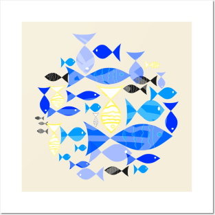 Blue fishes Posters and Art